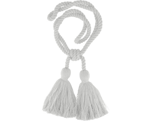 Raffhalter Quaste doppelt zum binden grau Raffhalter aus Seil mit Quasten
