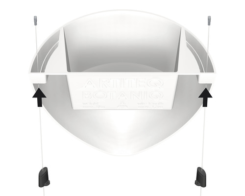 Aufhängesystem für Blumentöpfe mit verstellbaren Seilen und Artteq Botanik Logo