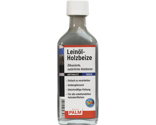 Teinture pour bois à base d'huile de lin Barend PALM anthracite 250 ml Flacon de lasure à bois à l''huile de lin anthracite pour l''intérieur