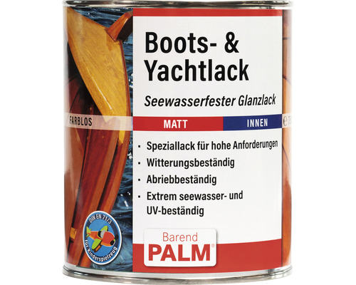 Laque pour bateaux et yachts Barend PALM mat 750 ml Vernis bateau et yacht, vernis brillant résistant à l''eau de mer incolore de Barend Palm