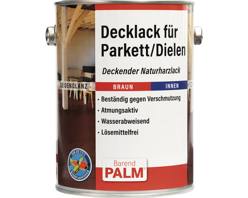 Laque de finition Barend PALM pour parquet et dalles marron 2,5 l Boîte de vernis à parquet pour intérieur, marron, satiné