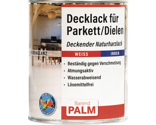 Laque de finition Barend PALM pour parquet et dalles blanc 750 ml Boîte de laque avec de la laque pour parquet pour l''intérieur