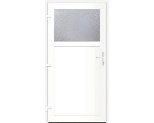 Nebeneingangstür Missouri 980 x 1980 mm DIN links nach außen öffnend 1/3 Glas Weisse Tür mit Glaseinsatz