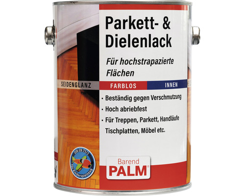 Laque pour parquet et dalles Barend PALM transparent 2,5 l Vernis pour parquet et plancher pour l''intérieur, satiné
