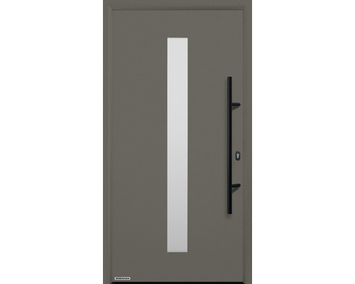 Porte d'entrée Hörmann THP 610S 1100 x 2100 mm gauche RAL 7039 gris quartz avec ensemble de ferrures, poignée barre en acier inoxydable, cylindre profilé de sécurité avec 5 clés
