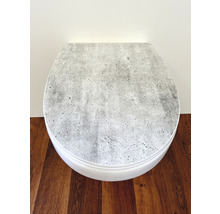 Couvercle de toilette aspect béton sur les toilettes