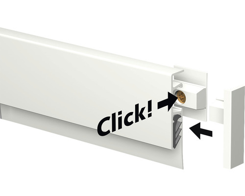 Montage einer Sockelleiste mit Klick-System.
