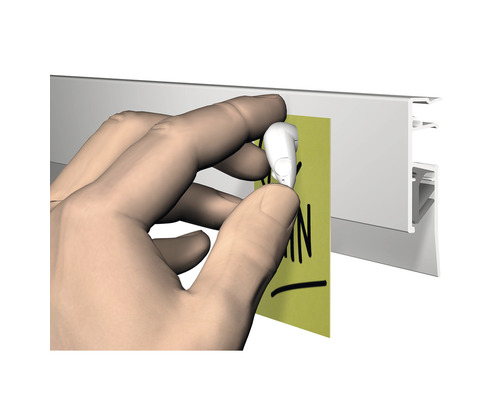 Rail info baguette pour affiche magnétique 200 cm blanc avec 4 aimants souris