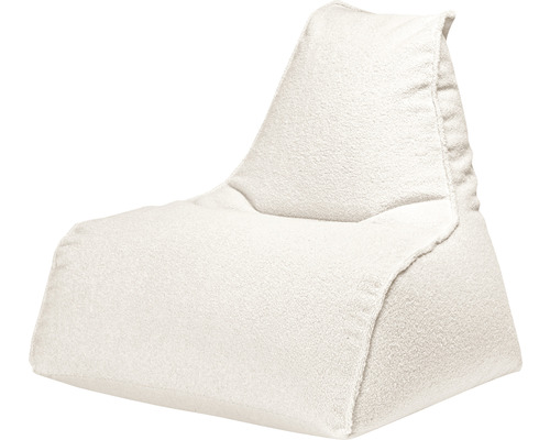 Fauteuil Sitting Point Jazz Woolly env. 270 litres beige naturel 70x80x70 cm Pouf blanc en forme de triangle