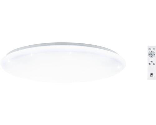 Plafonnier LED à intensité lumineuse variable 60W 5300 lm 3000- 6500 K CCT teintes de blanc réglable HxØ 100x760 mm blanc avec effet cristal, fonction veilleuse, fonction mémoire, fonction minuterie + télécommande Plafonnier avec télécommande