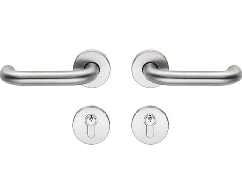 Garniture de poignée de porte en acier inoxydable avec rosaces à clé