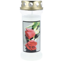 Grabkerze mit Rosenmotiv