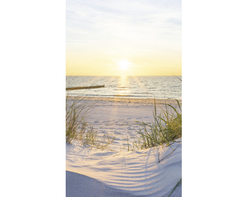 Lever de soleil sur la plage avec dune et mer