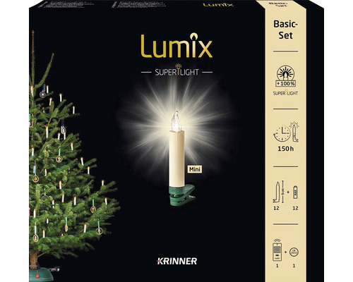 Lot de 12 bougies LED pour guirlande lumineuse Krinner Lumix Superlight Mini blanc chaud avec fonction minuterie, pile et télécommande Lot de 12 bougies LED pour guirlande lumineuse Krinner Lumix Superlight Mini blanc chaud avec fonction minuterie, pile et télécommande
