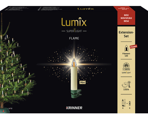 Kit d'extension lot de 6 bougies LED sans fil pour sapin de Noël Krinner Lumix Superlight couleur d'éclairage blanc chaud