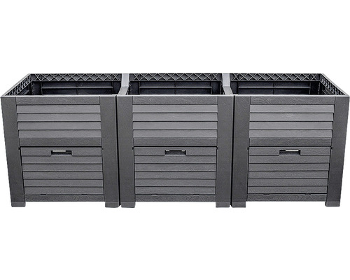 Composteur triple en plastique avec trappe de prélèvement