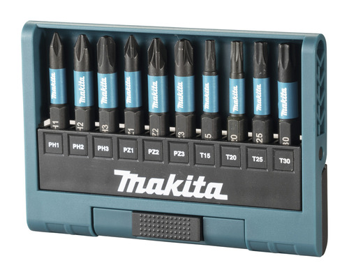 Jeu d''embouts Makita avec différents embouts de tournevis dans une boîte de rangement