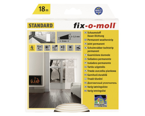 fix-o-moll Dauerdichtung selbstklebend weiß 18 m x 9 x 4 mm Fix-o-moll Dichtungsband Standard, 18 Meter