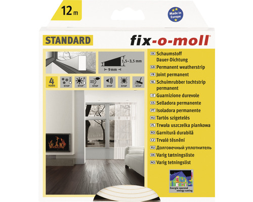 Joint durable en mousse fix-o-moll blanc 12 m 4 x 9 mm Bande d''étanchéité standard Fix-o-moll, 12 mètres