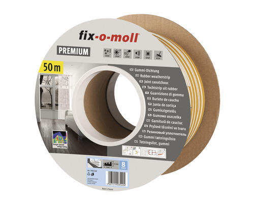 fix-o-moll E-Profildichtung selbstklebend weiß 50 m 4 x 9 mm-0