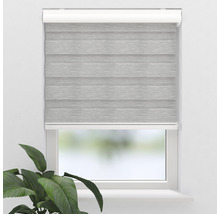 Graues Doppelrollo am Fenster zur Lichtregulierung