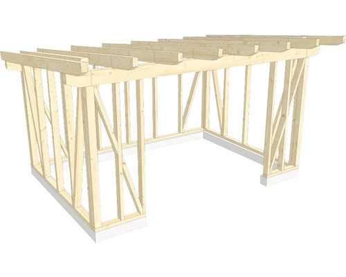 Structure en bois construction à ossature porteuse toit en appentis 350x500 cm