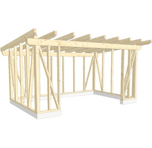 Structure en bois d''un carport en construction