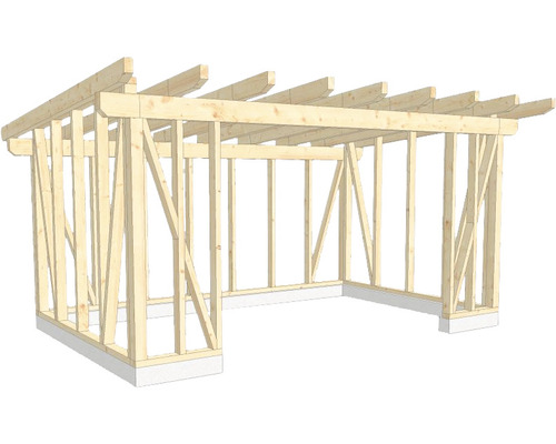 Structure en bois construction à ossature porteuse toit en appentis 350x550 cm