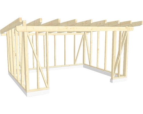Holzkonstruktion Holzriegelbau Pultdach 450x550 cm