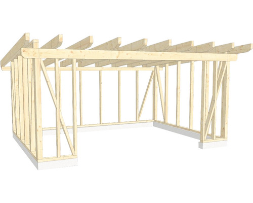 Structure en bois construction à ossature porteuse toit en appentis 450x600 cm