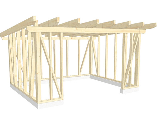 Structure en bois construction à ossature porteuse toit en appentis 400x500 cm
