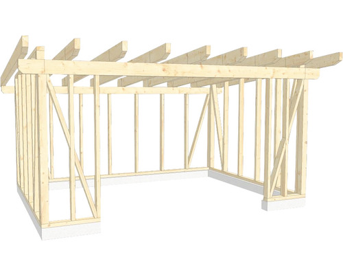 Holzkonstruktion Holzriegelbau Pultdach 400x550 cm