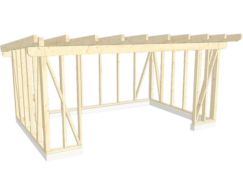 Structure en bois construction à ossature porteuse toit en appentis 400x600 cm