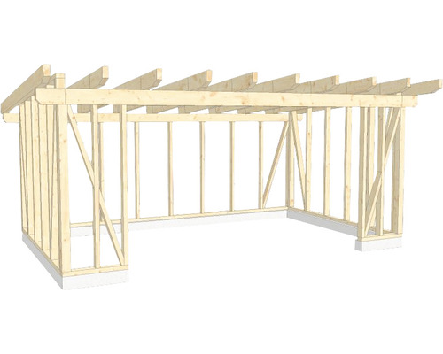 Structure en bois construction à ossature porteuse toit en appentis 400x650 cm