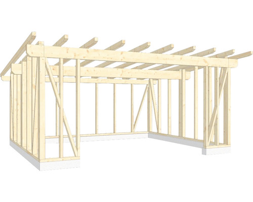 Structure en bois construction à ossature porteuse toit en appentis 500x600 cm