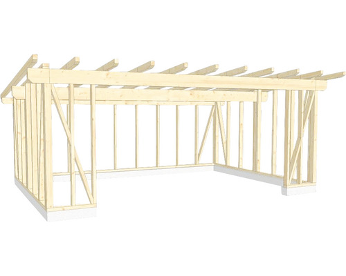 Holzkonstruktion Holzriegelbau Pultdach 500x700 cm