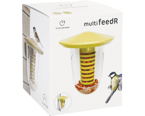 Distributeur d''aliments pour oiseaux SingingFriend Multi Feed R dans son emballage