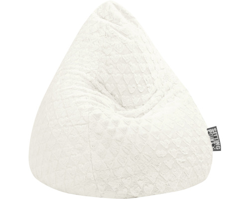 Pouf coussin Sitting Point Beanbag Fluffy Hearts L env. 120 litres blanc 70x90 cm