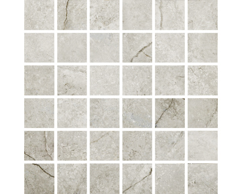 Mosaïque en grès cérame Wells pearl mat 30x30cm Carreaux de mosaïque aspect marbre pour mur et sol