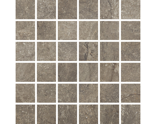 Mosaïque en grès cérame Wells moka mat 30x30cm Mosaïque avec aspect pierre