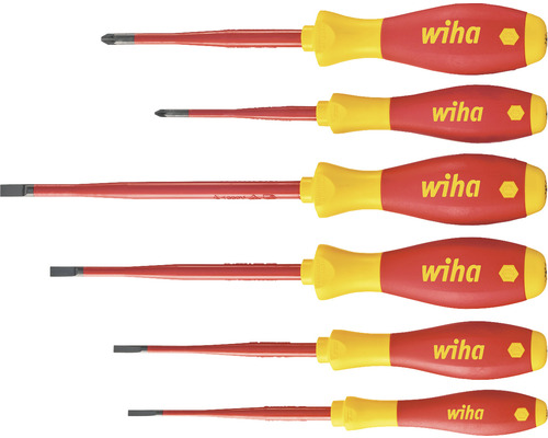 Jeu de tournevis Wiha SoftFinish® electric slimFix plat, Pozidriv 6 pces