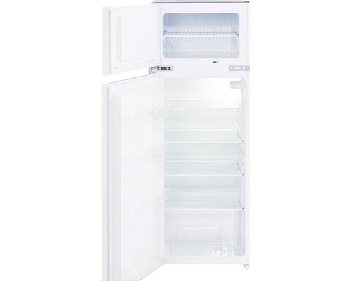 Offener weisser Kühlschrank mit Gefrierfach oben