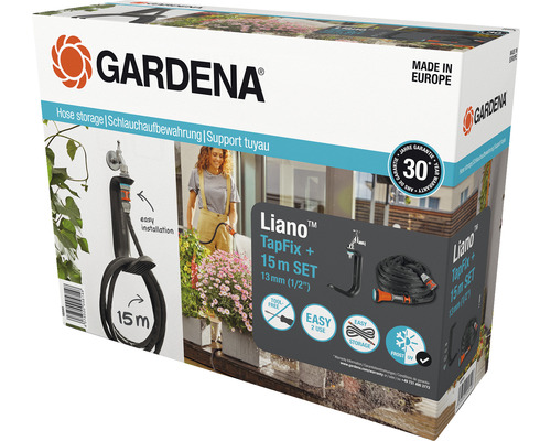 Gardena Liano TapFix Schlauchset mit 15 Meter Schlauch in Verpackung