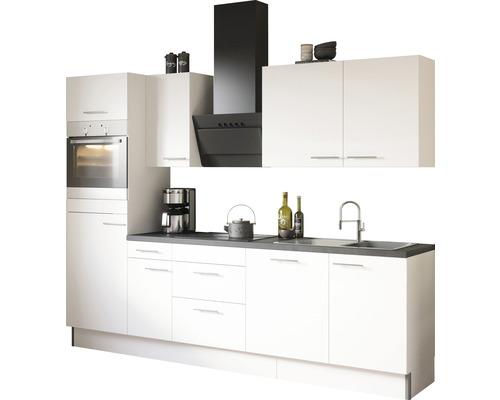 Bloc cuisine complète équipée Optifit Bengt932 270 cm façade blanche mate, corps blanc variante réversible démonté