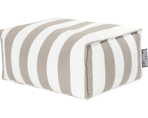 Pouf Outdoor Sitting Point Santorin Roll env. 100 litres taupe/blanc 55x65x35 cm Coussin de sol rayé en tissu