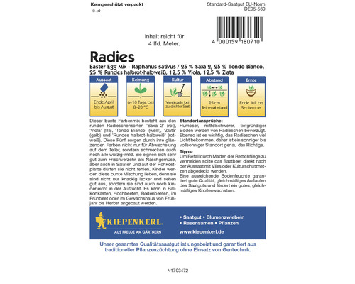 Radieschensamen-Set mit verschiedenen Radieschensorten für den Anbau im Garten