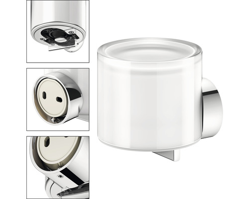 Zahnputzbecherhalter aus Chrom und Glas für die Wandmontage
