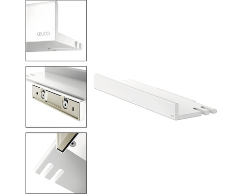 Keuco Relingsystem: Detaillierte Ansicht eines weißen Relingsystems zur Badezimmerorganisation.