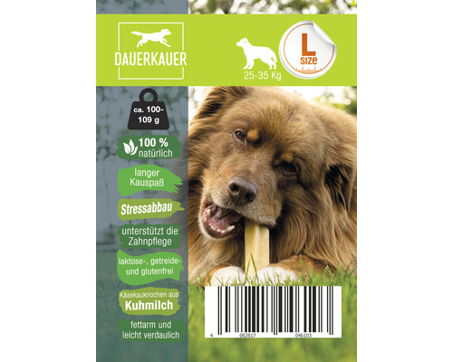 Emballage d''un os à mâcher au fromage au lait de vache pour chiens, taille L, convient aux chiens pesant entre 25 et 35 kilogrammes