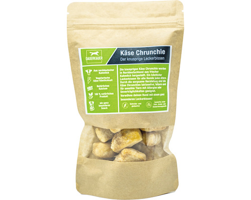 En-cas pour chiens DAUERKAUER fromage croustillant à base de lait 50 g Snack pour chien Dauerkauer Cheese Chrunchie dans un sac en papier